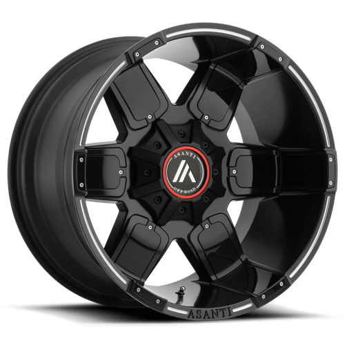 Asanti Off Road AB811 WARTHOG 8X165.1 22X12 -44 SATIN BLACK MILLED W/ GLOSS BLACK ACCENTS